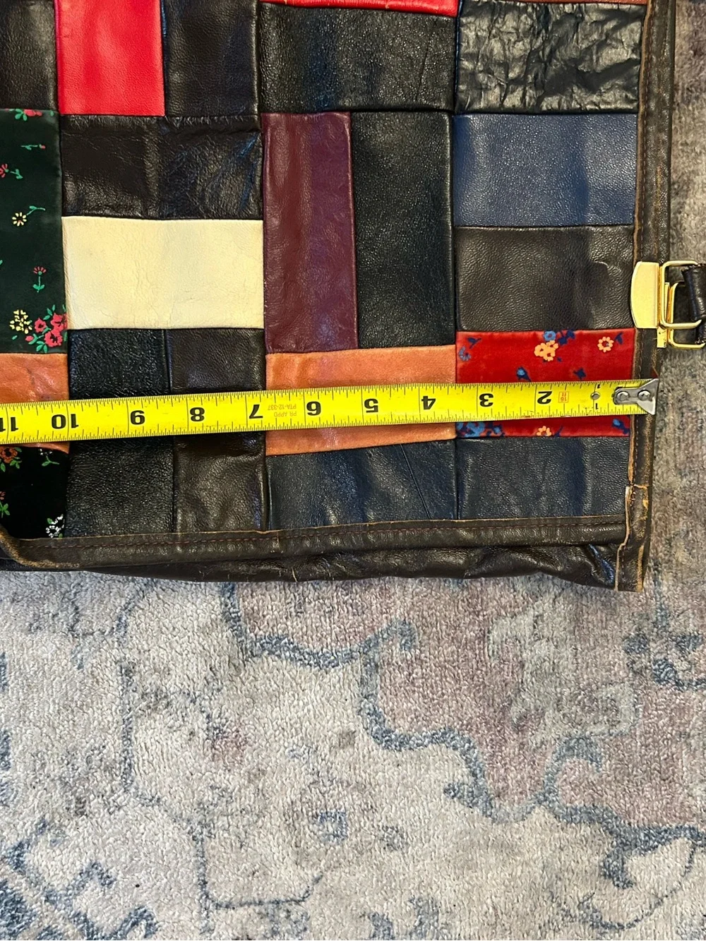 Vintage Made in Italy Patchwork Leather Tote Bag  70s for Sears multi color